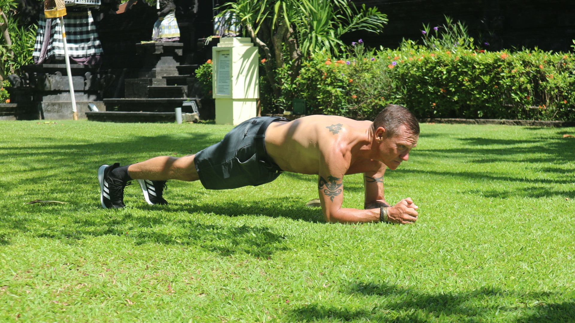 planking in the grass