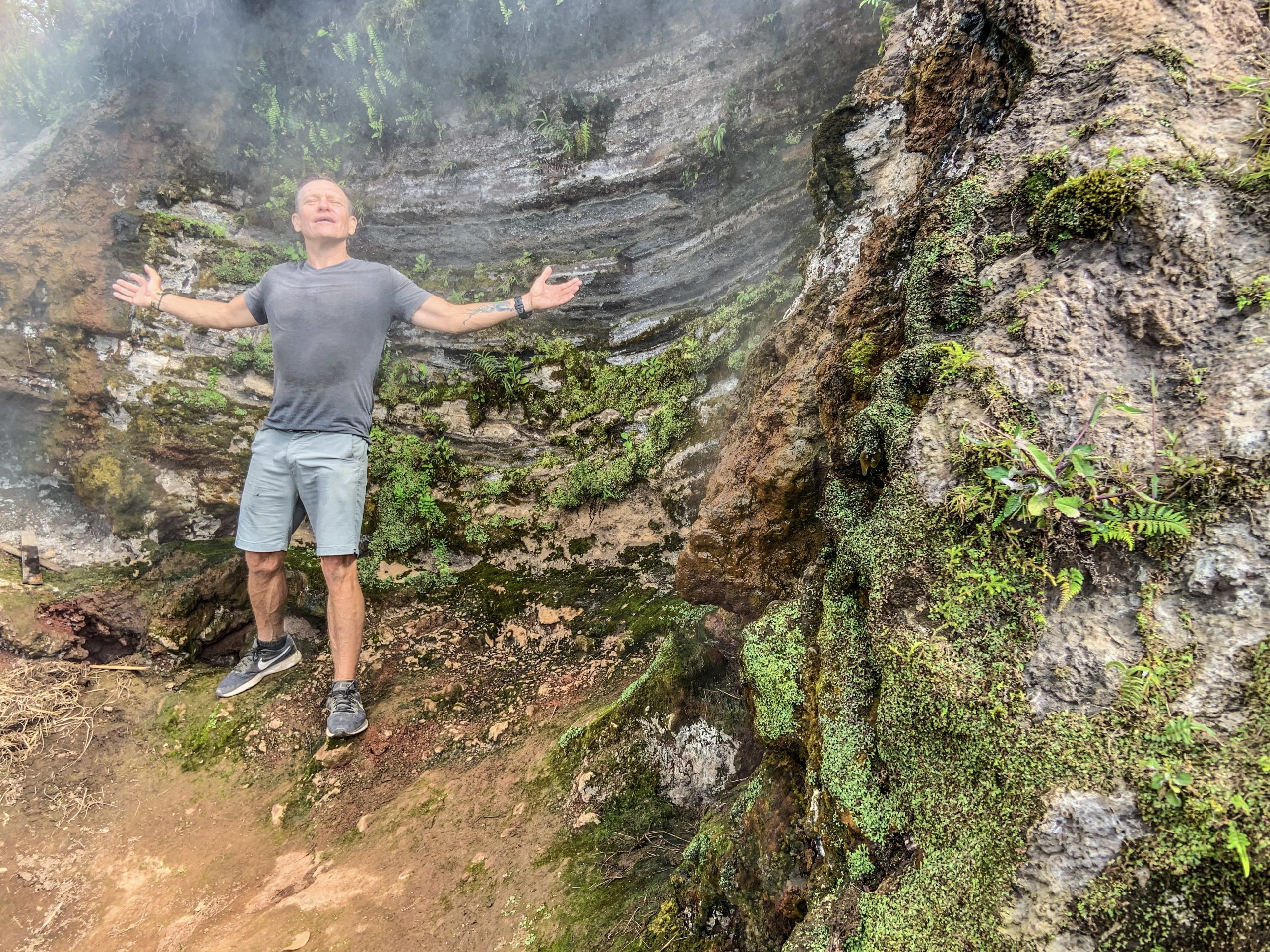 On top of the world at the top of an active volcano breathing in the natural steam! That's what life should. be about - not gyms